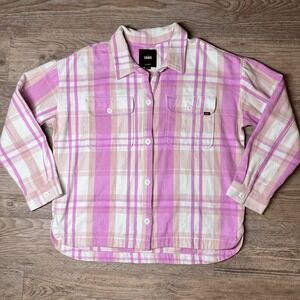 Vans Women Pink Plaid 100% Cotton Flannel Long Sleeve Jacket Size XL